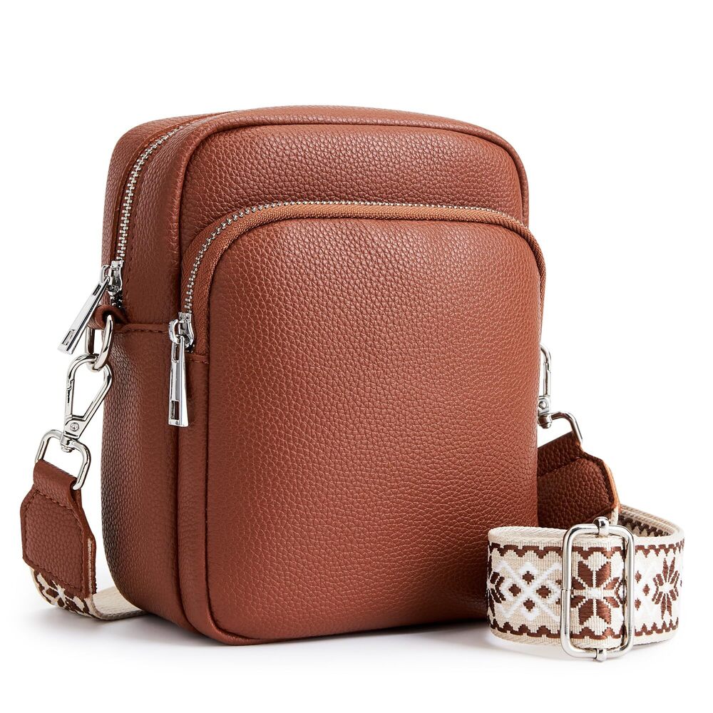 2451 RFID Phone Bag Small Crossbody Bag Shoulder Purse Vegan Leather Zipper
